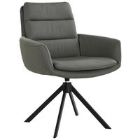 STOL MED ARMSTÖD stål äkta läder pigmenterad  - grön/svart, Design, metall/läder (62,5/89/66,5cm) - Dieter Knoll