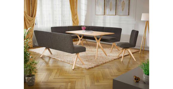 ECKBANK 172/238 cm Webstoff Dunkelgrau Eiche vollmassiv   - Eichefarben/Dunkelgrau, KONVENTIONELL, Holz/Textil (172/238cm) - Linea Natura