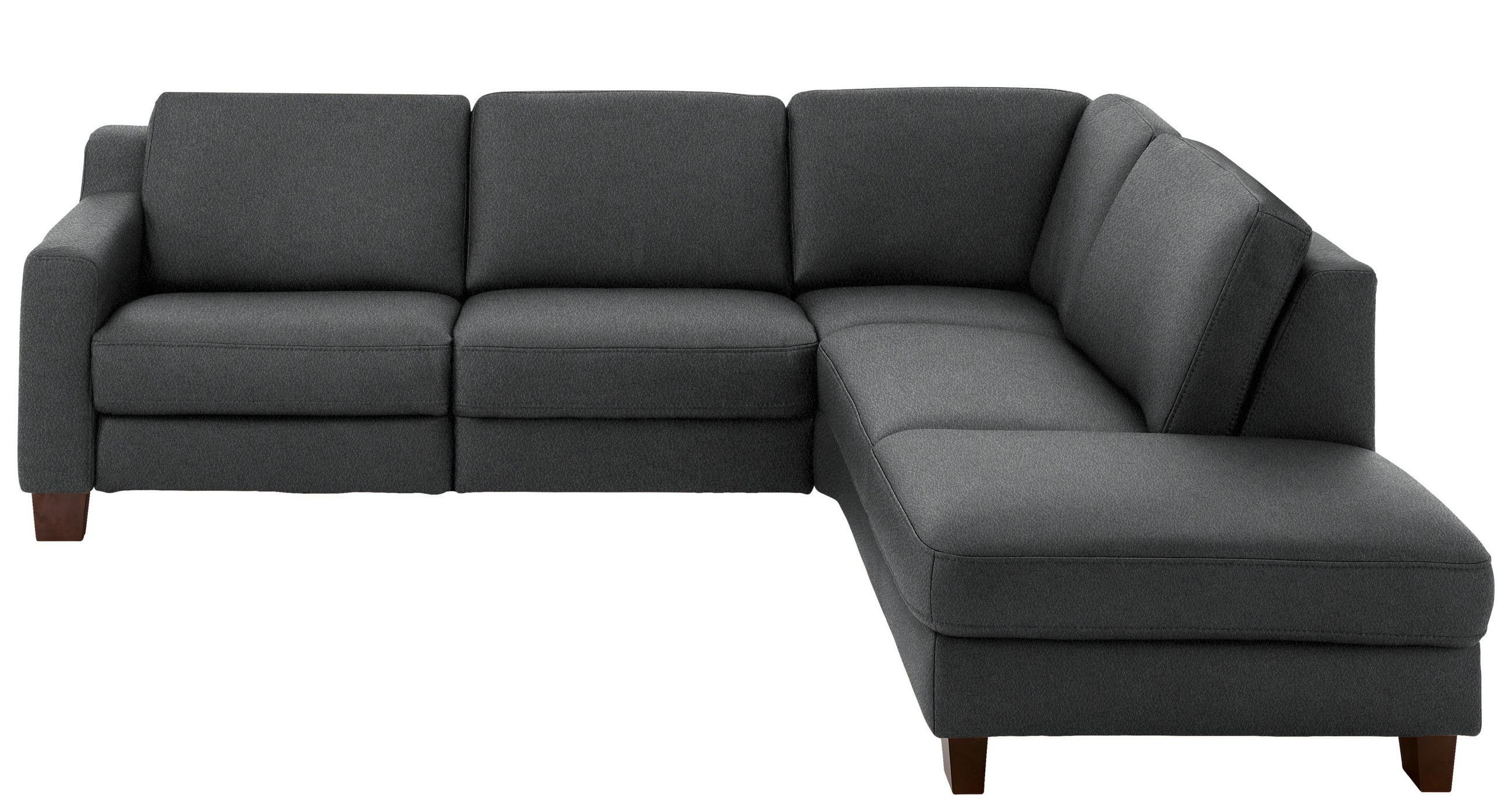 ECKSOFA in Echtleder Anthrazit  - Eichefarben/Anthrazit, Design, Leder/Holz (259/235cm) - Valdera