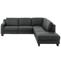 ECKSOFA in Echtleder Anthrazit  - Eichefarben/Anthrazit, Design, Leder/Holz (259/235cm) - Valdera