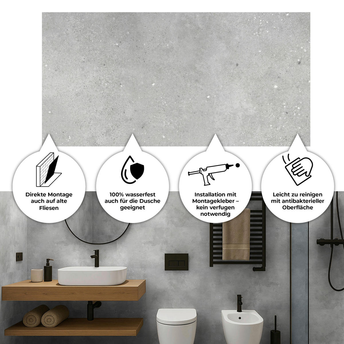 Vinyl für die Wand  - Hellgrau, MODERN, Kunststoff (60/30/0,37cm)