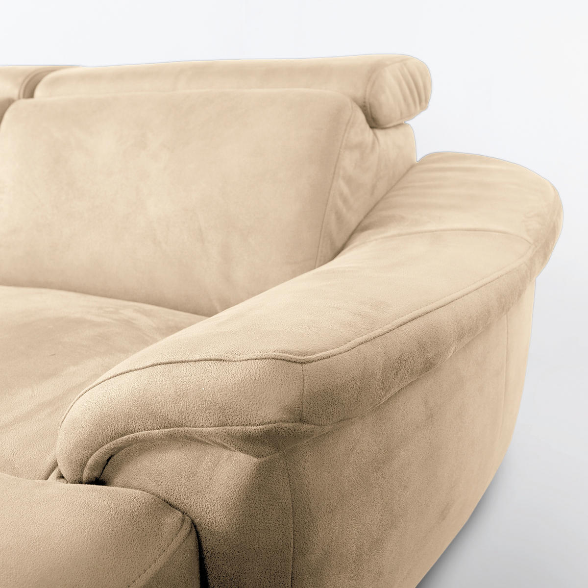 WOHNLANDSCHAFT Mikrofaser Beige  - Beige/Naturfarben, Design, Holz/Textil (273/347/238cm) - Livetastic