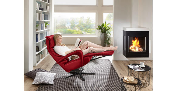 RELAXSESSEL in Leder Rot - Rot/Schwarz, Design, Leder/Metall (75/106/88cm) - Dieter Knoll