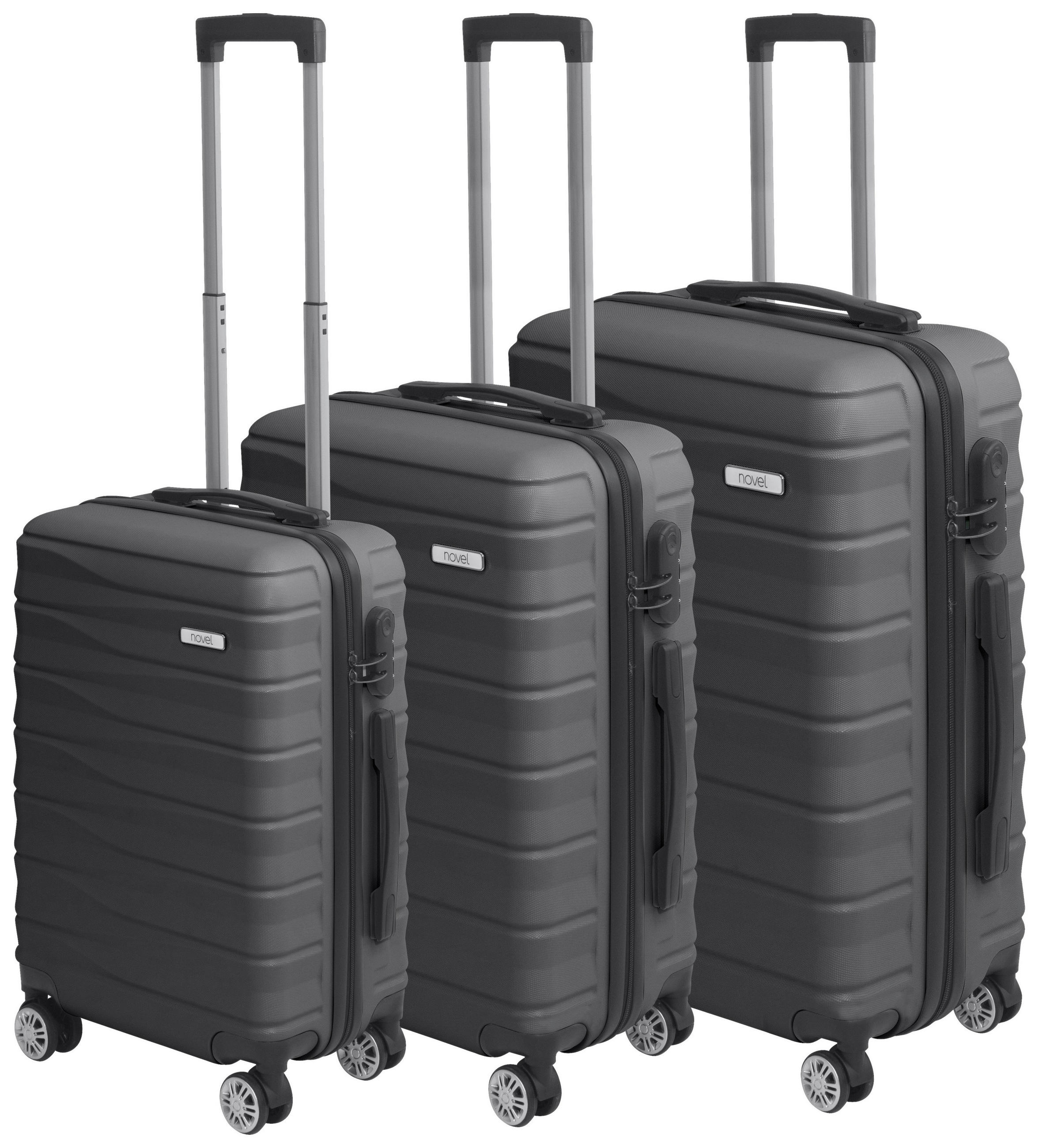 REISEKOFFERSET Anthrazit 3-teilig  - Anthrazit, Basics, Kunststoff/Textil - Novel
