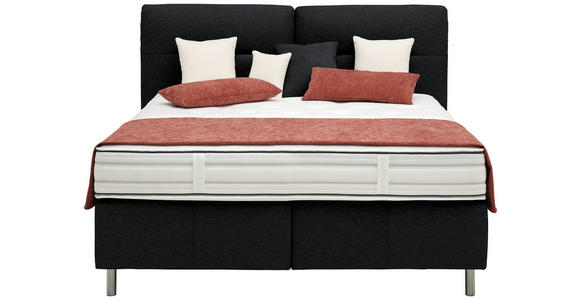 BOXSPRINGBETT 200/200 cm  in Schwarz  - Alufarben/Schwarz, KONVENTIONELL, Textil/Metall (200/200cm) - Dieter Knoll