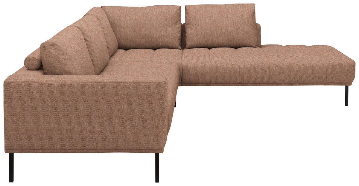 ECKSOFA  in Flachgewebe Aprikose  308/270 cm  - Aprikose/Schwarz, Design, Textil/Metall (308/270cm) - Pure Home Lifestyle