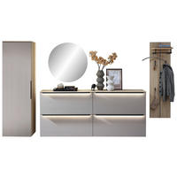 GARDEROBE 5-teilig  in 327/195/37 cm  - Eichefarben/Grau, Design, Glas/Holzwerkstoff (327/195/37cm) - Voleo
