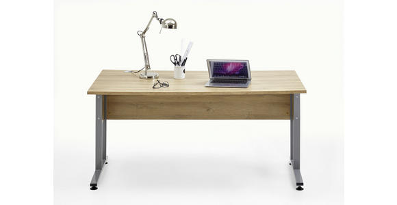 SCHREIBTISCH 160/80/75 cm in Alteiche - Alteiche/Alufarben, MODERN, Holzwerkstoff/Metall (160/80/75cm) - Carryhome