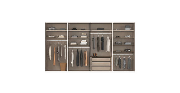 SCHWEBETÜRENSCHRANK 360/236/68 cm 4-türig Weiß, Weiß Hochglanz  - Weiß Hochglanz/Alufarben, Basics, Glas/Holzwerkstoff (360/236/68cm) - Novel