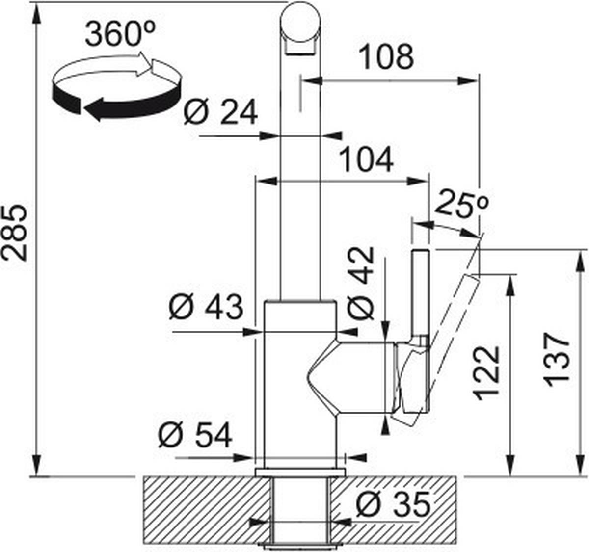 KÜCHENARMATUR - Edelstahlfarben, Basics, Metall (5,4/28,5/7,6cm) - Franke