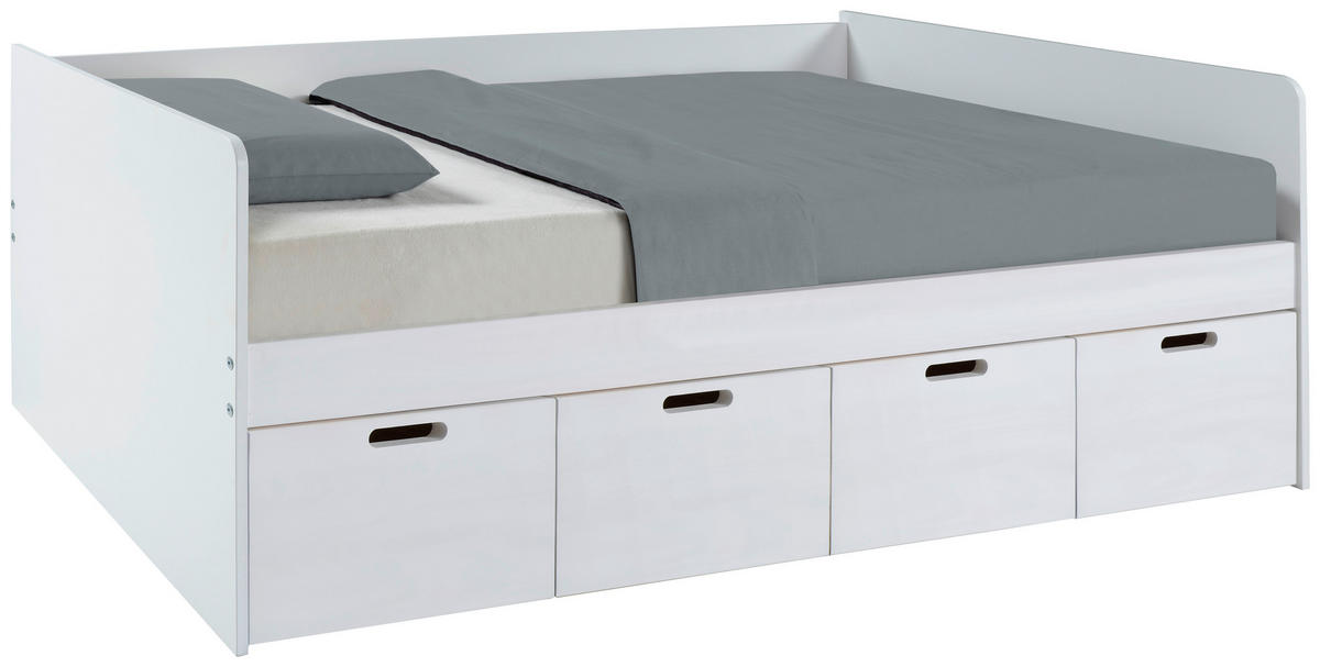 TÁROLÓS ÁGY 90/200 cm  fehér  - natúr/fehér, Modern, faalapú anyag/fa (90/200cm) - MID.YOU