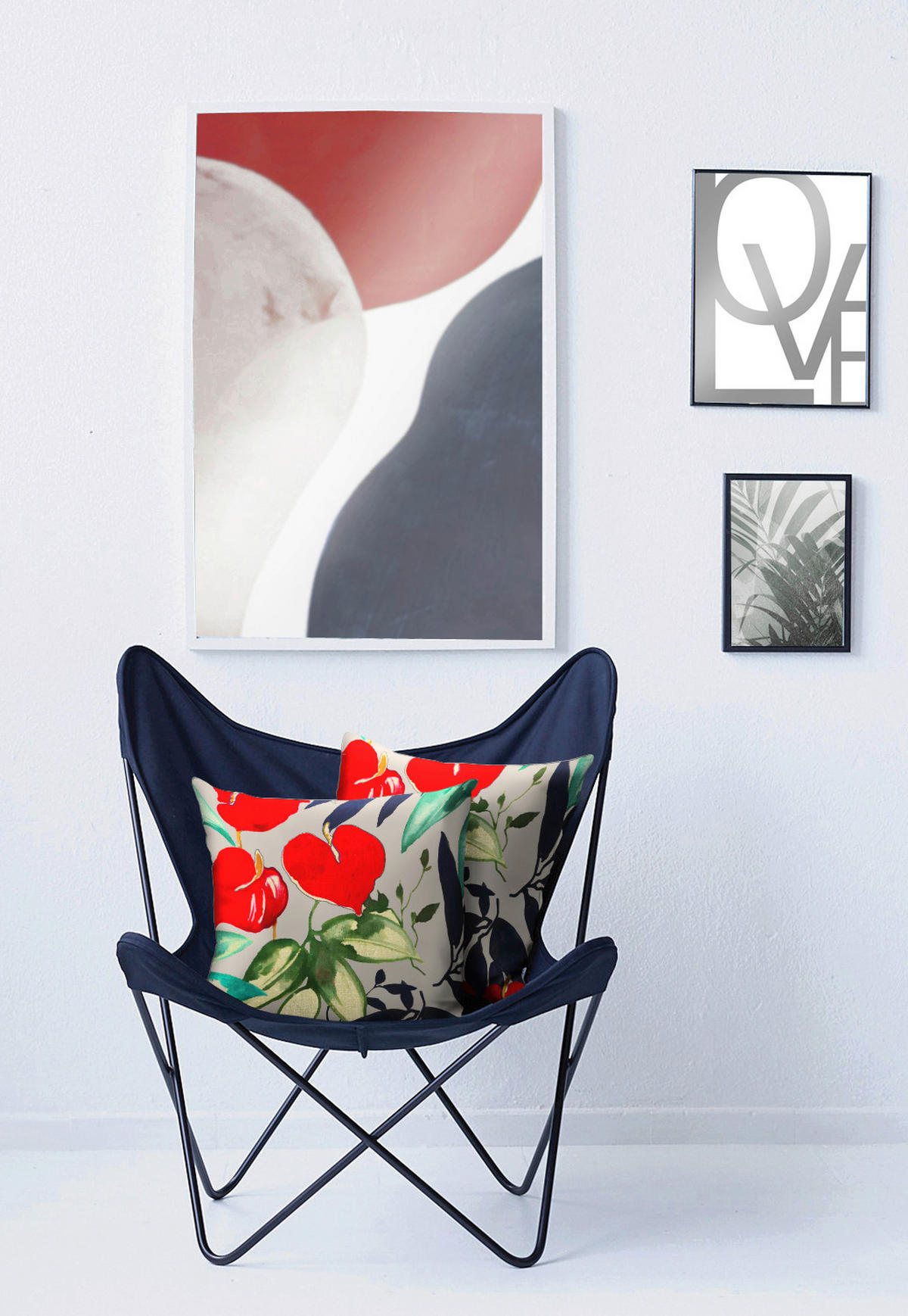 KISSENHÜLLE Loft Style  49/49 cm  - Rot/Grau, Basics, Textil (49/49cm) - Ambiente