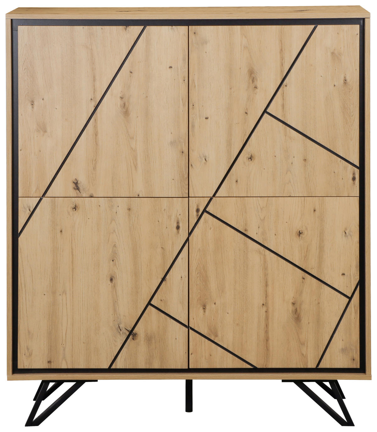 ŠIROKÁ KOMODA, černá, barvy dubu, 110/125/40 cm - barvy dubu/černá, Lifestyle, kov/kompozitní dřevo (110/125/40cm) - MID.YOU