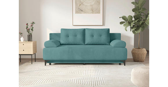 SCHLAFSOFA  in Velours Türkis  - Türkis/Schwarz, KONVENTIONELL, Textil/Metall (200/98/90cm) - Carryhome