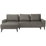 ECKSOFA in Velours Greige  - Greige/Schwarz, KONVENTIONELL, Holz/Textil (161/260cm) - Carryhome