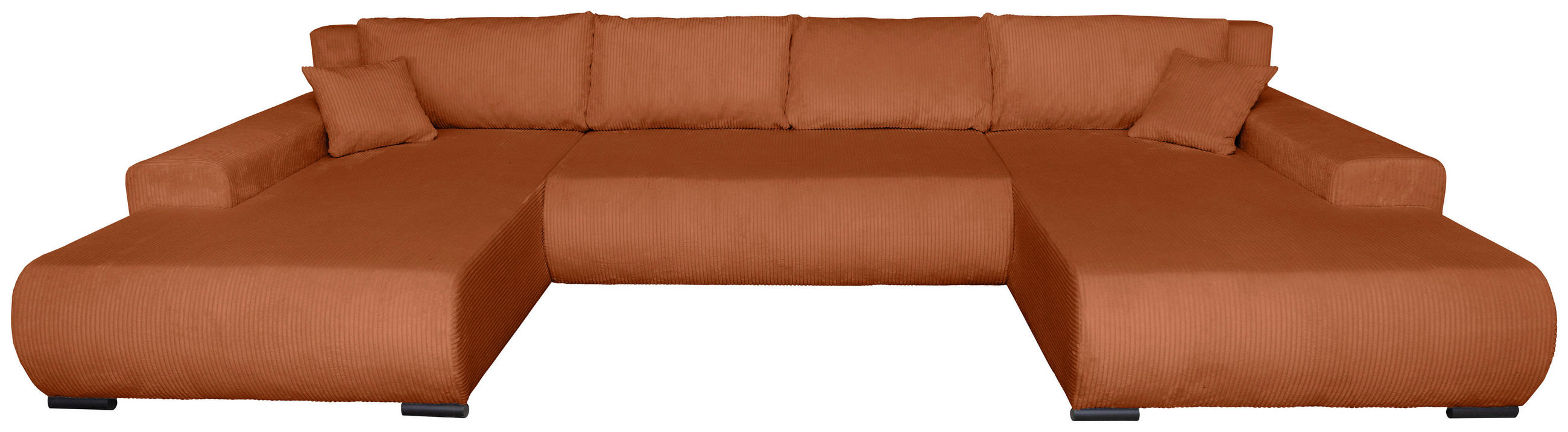 WOHNLANDSCHAFT Rostfarben Cord  - Rostfarben/Schwarz, KONVENTIONELL, Textil/Metall (191/351/191cm) - Carryhome
