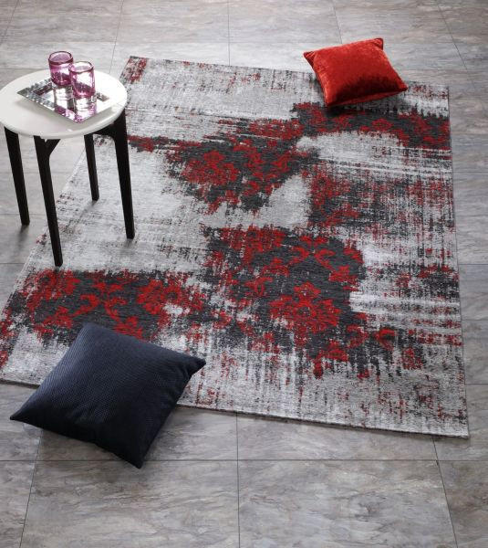 VINTAGE-TEPPICH 40/60 cm Diana Melody Grau, Rot  - Rot/Grau, Trend, Textil (40/60cm) - Novel