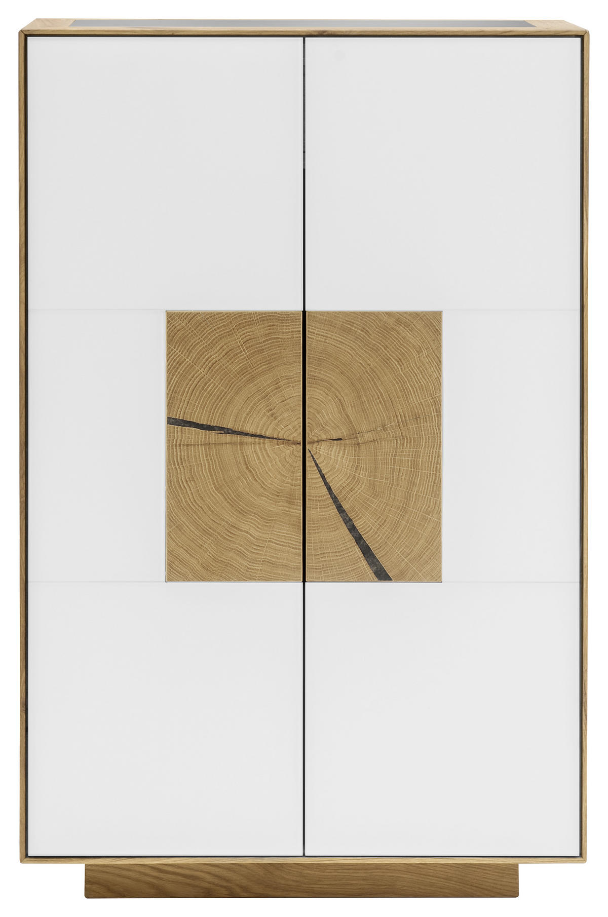 SCHUHSCHRANK Asteiche massiv Weiß, Eichefarben  - Eichefarben/Weiß, MODERN, Glas/Holz (72/112/37cm) - Linea Natura