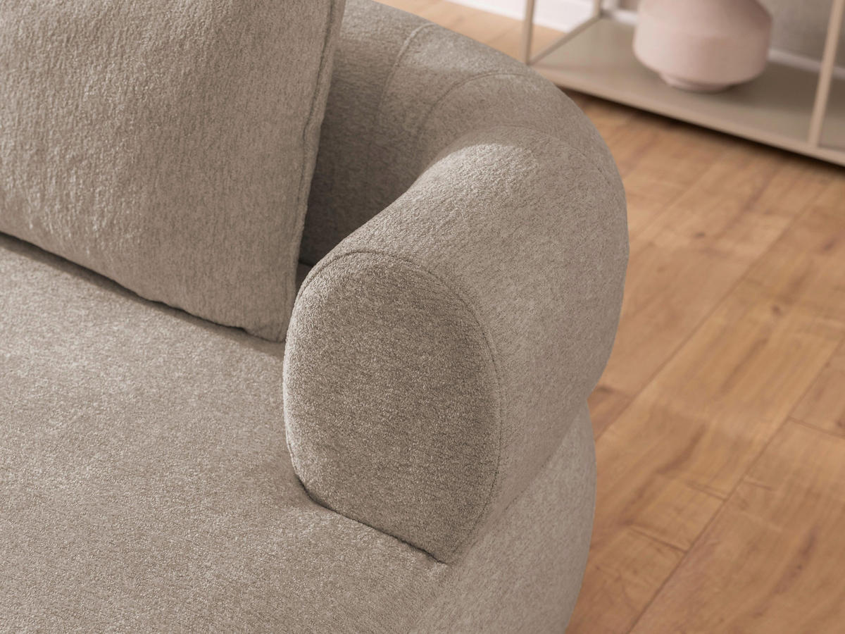 ECKSOFA in Chenille Hellbraun  256/156 cm  - Hellbraun/Schwarz, Design, Kunststoff/Textil (256/156cm) - Livetastic