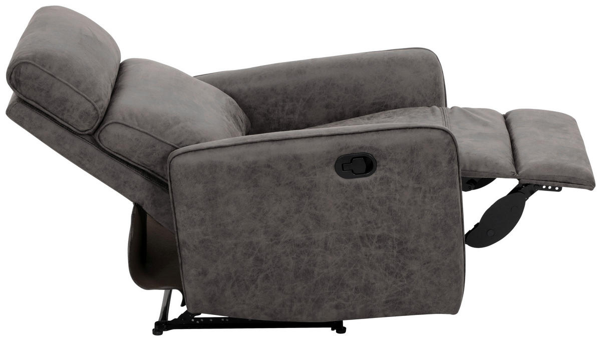 RELAXSESSEL Mikrofaser    - Schwarz/Grau, Design, Holz/Kunststoff (80/105/93cm) - Livetastic