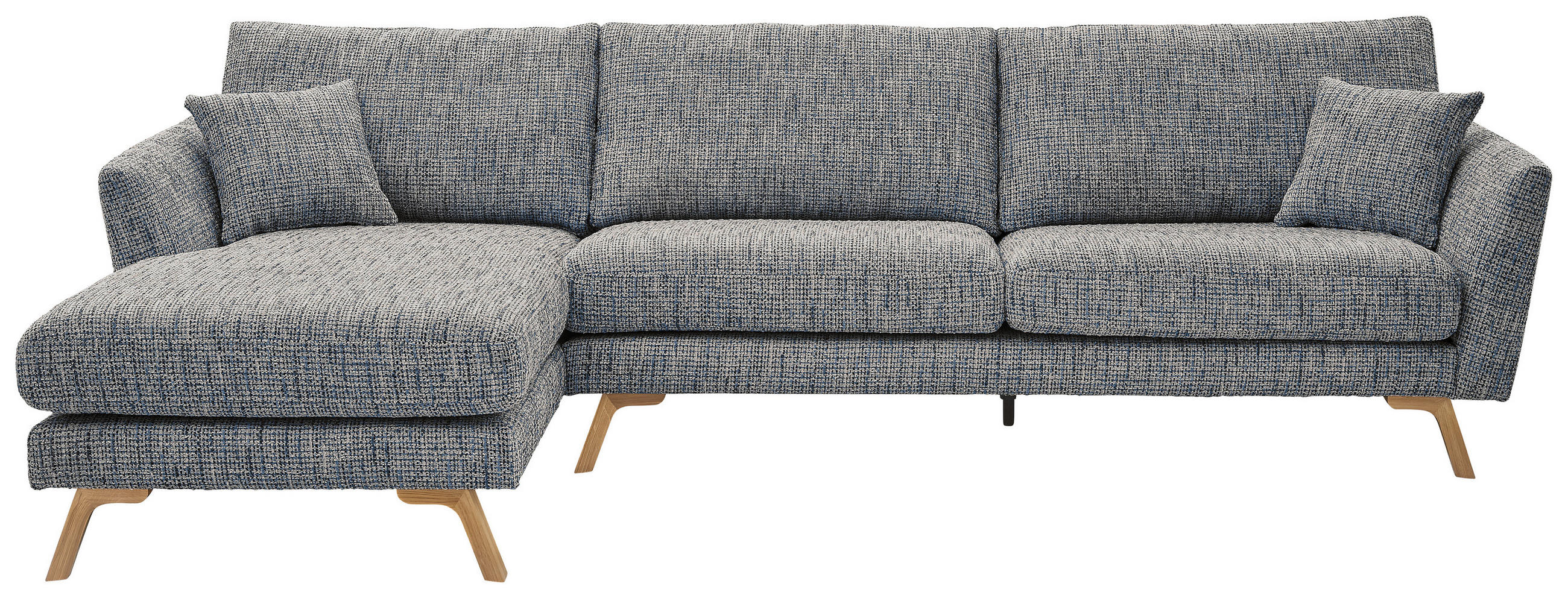 ECKSOFA Blaugrau Webstoff  - Eichefarben/Blaugrau, KONVENTIONELL, Holz/Textil (160/293cm) - SetOne by Musterring