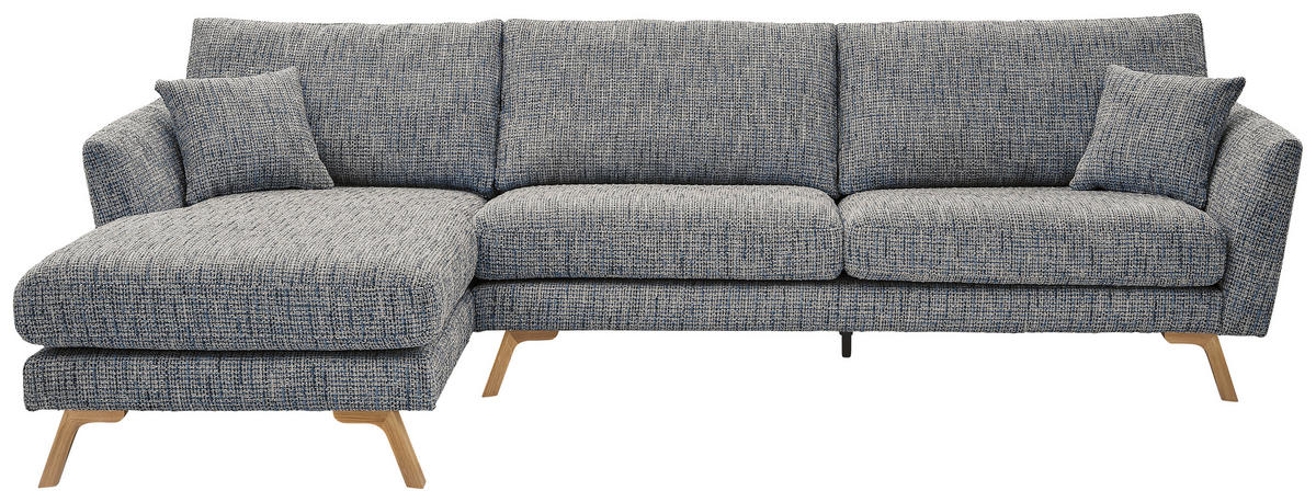 ECKSOFA Blaugrau Webstoff  - Eichefarben/Blaugrau, KONVENTIONELL, Holz/Textil (160/293cm) - SetOne by Musterring