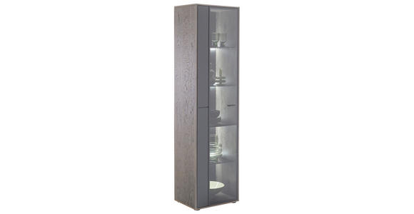 VITRINE in furniert Eiche Schwarz, Eichefarben - Eichefarben/Anthrazit, Design, Glas/Holz (50/190/37cm) - Novel