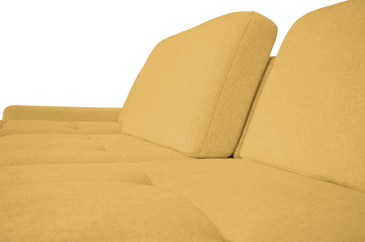 ECKSOFA ALMA in Chenille Gelb  191/285 cm  - Gelb/Schwarz, Design, Textil/Metall (191/285cm) - Livetastic