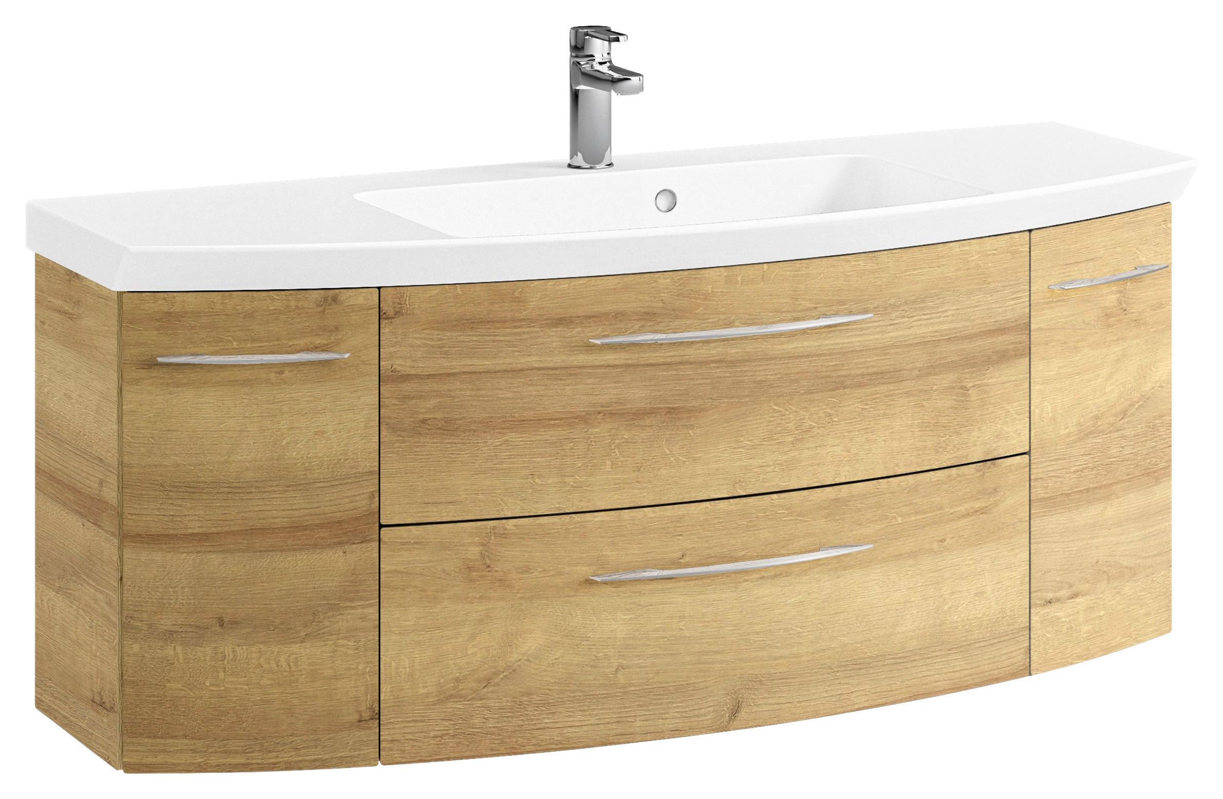 WASCHTISCHKOMBI 121 cm  - Chromfarben/Eichefarben, KONVENTIONELL, Glas/Holzwerkstoff (121cm) - Pelipal