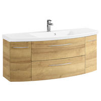 WASCHTISCHKOMBI 121 cm  - Chromfarben/Eichefarben, KONVENTIONELL, Glas/Holzwerkstoff (121cm) - Pelipal