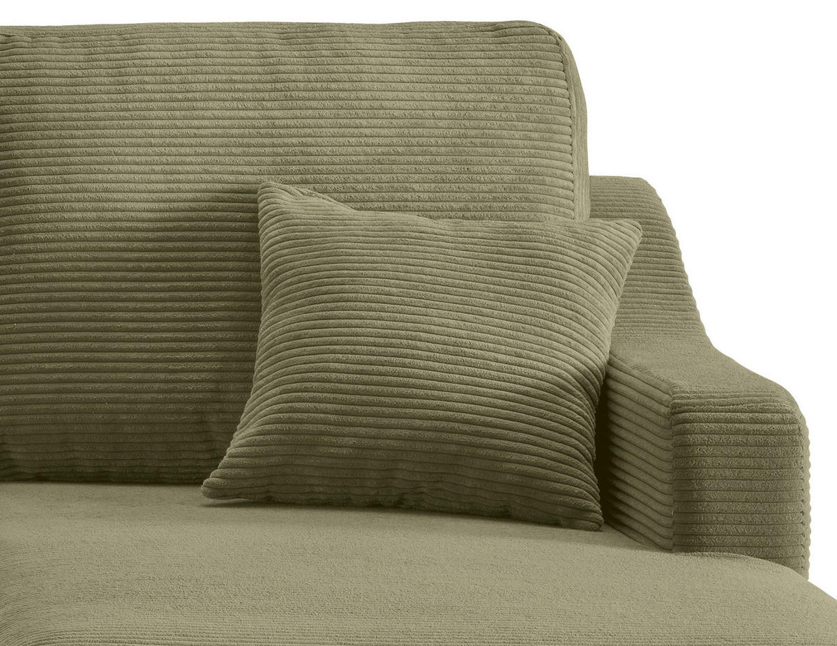 Ecksofa "VALENTINA" in Cord Olivgrün  - Naturfarben/Olivgrün, Design, Holz/Textil (228/150cm) - P & B