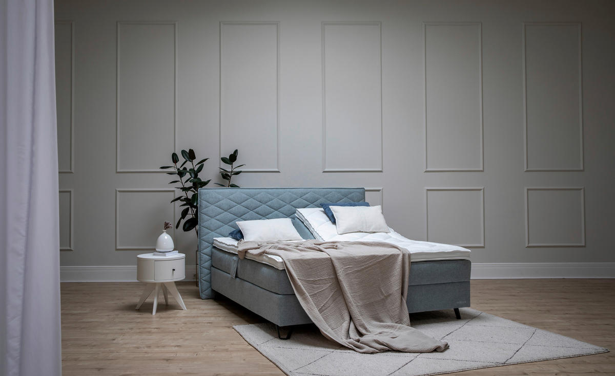 BOXSPRINGBETT 180/200 cm  in Türkis  - Türkis/Schwarz, Konventionell, Holz/Textil (180/200cm) - Sjöholm