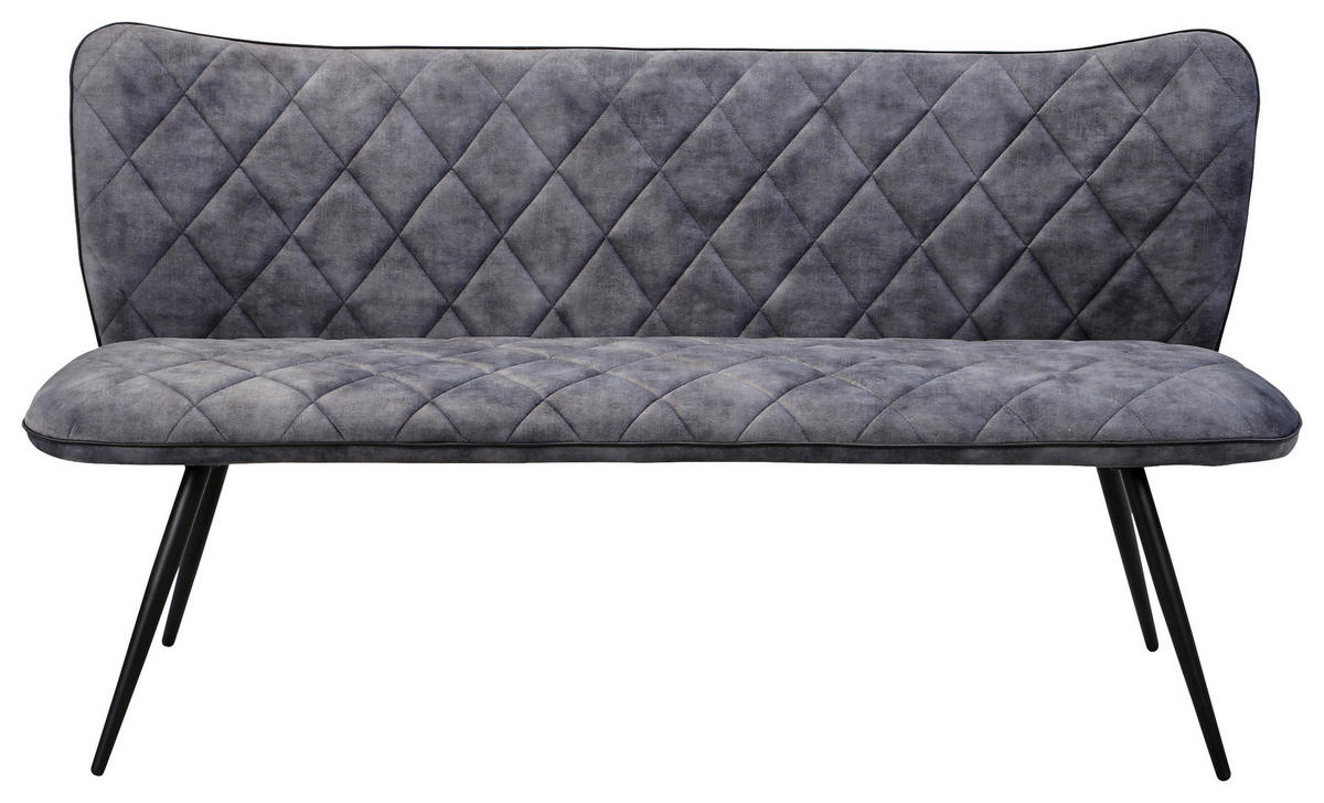 SITZBANK in Metall, Textil Grau, Schwarz  - Schwarz/Grau, Design, Textil/Metall (160/88/64cm) - Hom`in