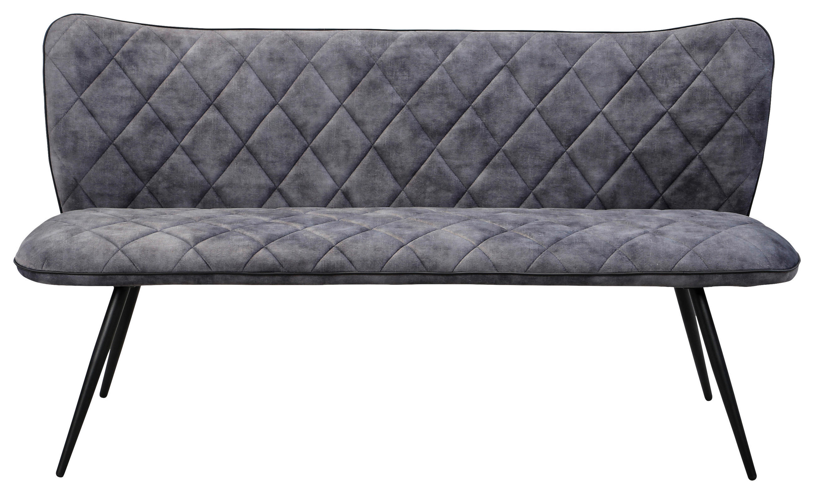 Thumbnail - Hom`in Sitzbank, Grau, Schwarz, Metall, Textil, 3-Sitzer, 160x88x64 cm, ISO 9001, Bsci, Esszimmer, Bänke, Sitzbänke