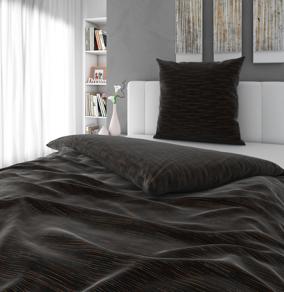 BETTWÄSCHE Satin 135/200 cm  - Schwarz, KONVENTIONELL, Textil (135/200cm) - Bio:Vio