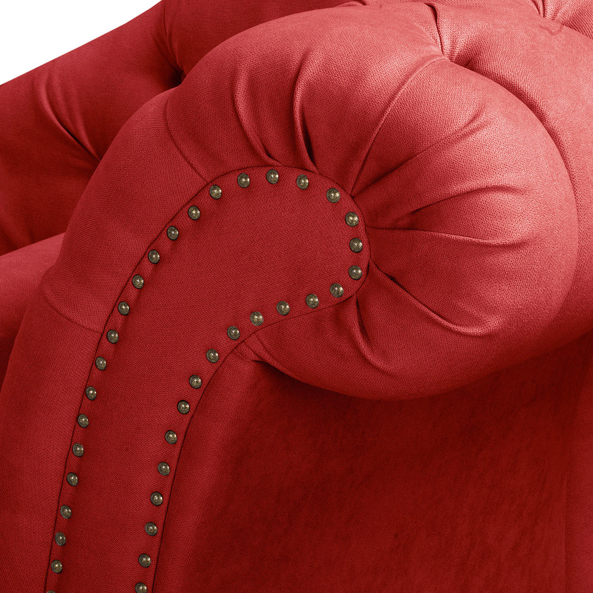 RÉCAMIERE Pako in Mikrofaser Rot  - Rot/Braun, Design, Holz/Textil (185/93/75cm) - Livetastic