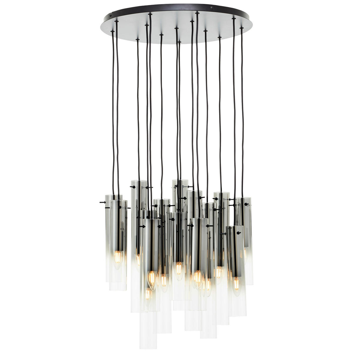 HÄNGELEUCHTE 52/199 cm    - Schwarz/Grau, Design, Glas/Metall (52/199cm) - Brilliant