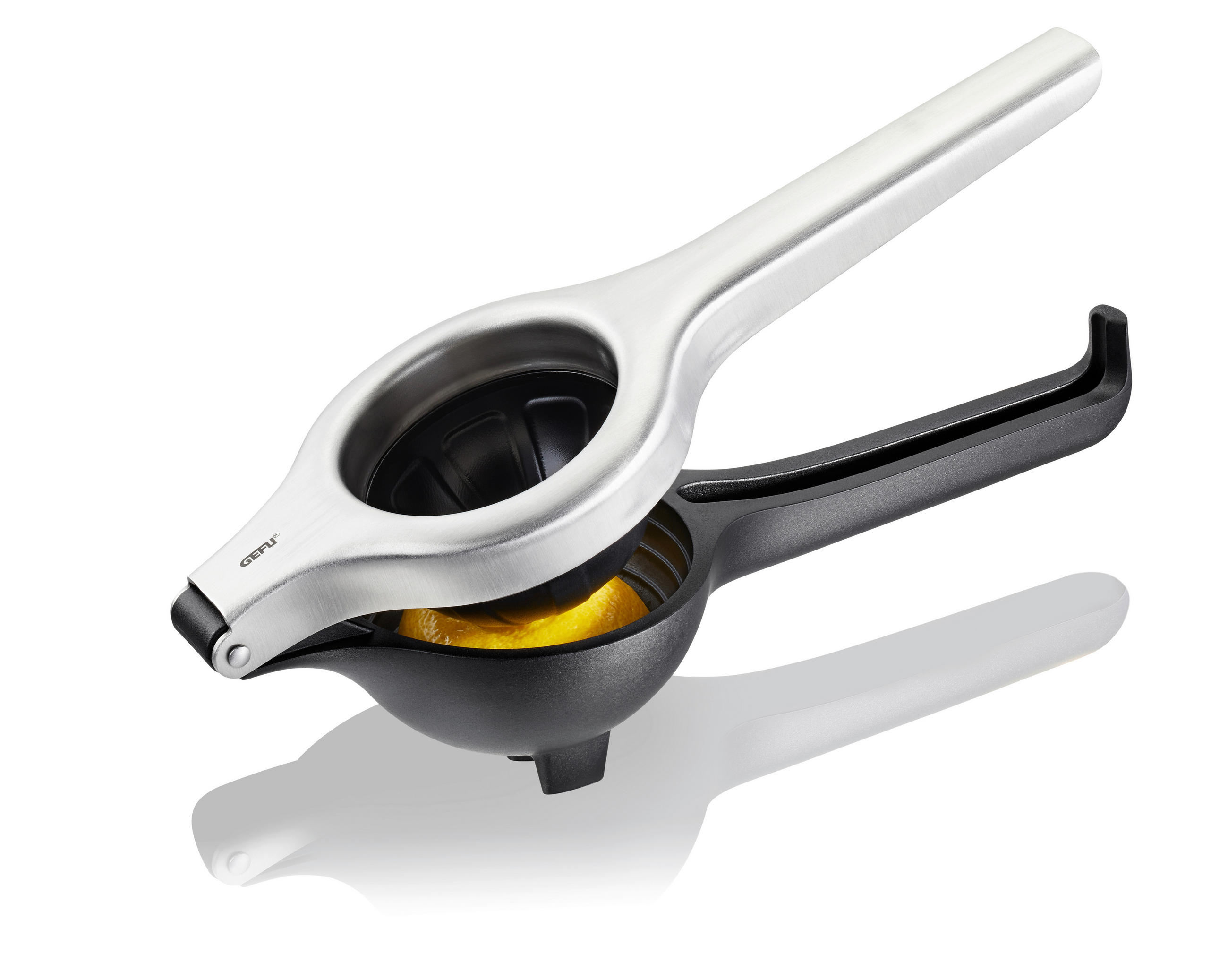 ZITRONENPRESSE LEMON PRO  - Edelstahlfarben/Schwarz, Basics, Kunststoff/Metall (27/9,7/8,7cm) - Gefu