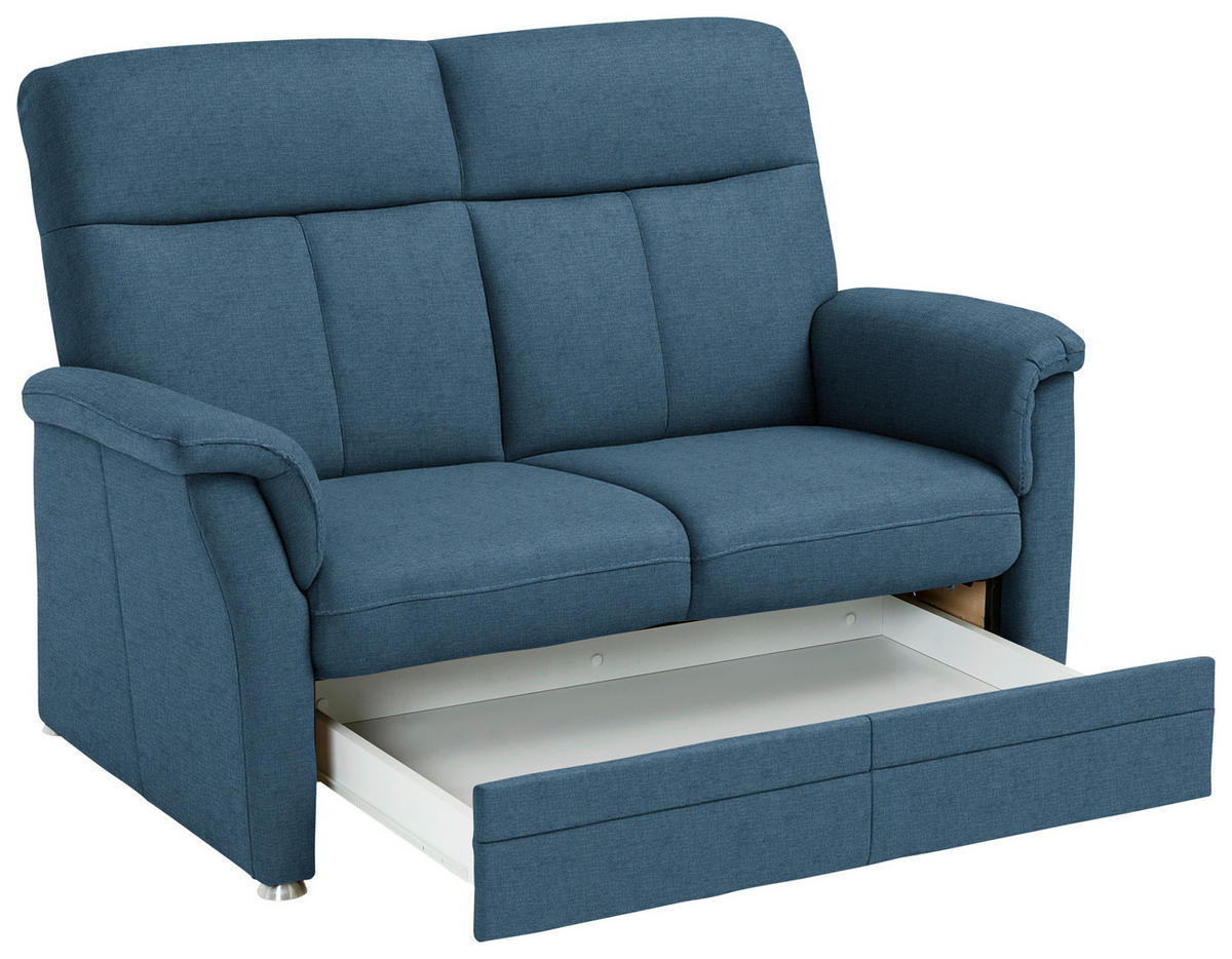 2-SITZER-SOFA Flachgewebe Blau  - Blau/Alufarben, Konventionell, Textil/Metall (142/100/89cm) - Beldomo Comfort