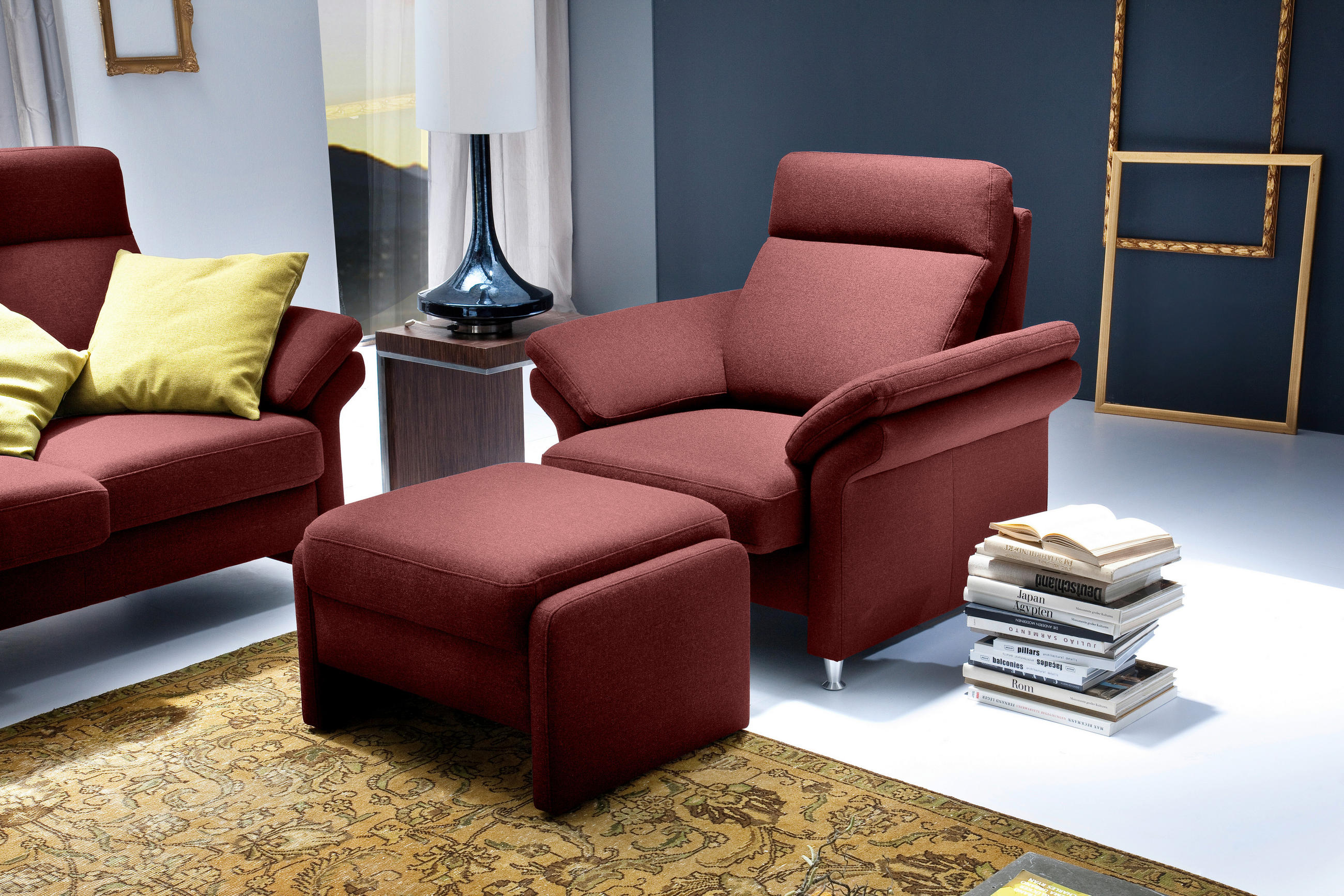 HOCKER Flachgewebe Bordeaux  - Bordeaux/Schwarz, MODERN, Kunststoff/Textil (70/47/60cm) - Pure Home Comfort