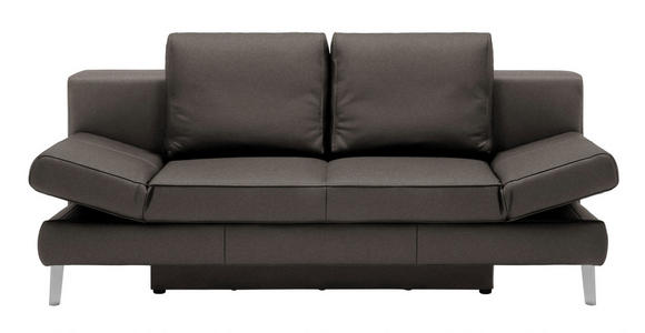 SCHLAFSOFA Dunkelbraun Echtleder  - Chromfarben/Dunkelbraun, Design, Leder/Metall (200/85/90cm) - Novel