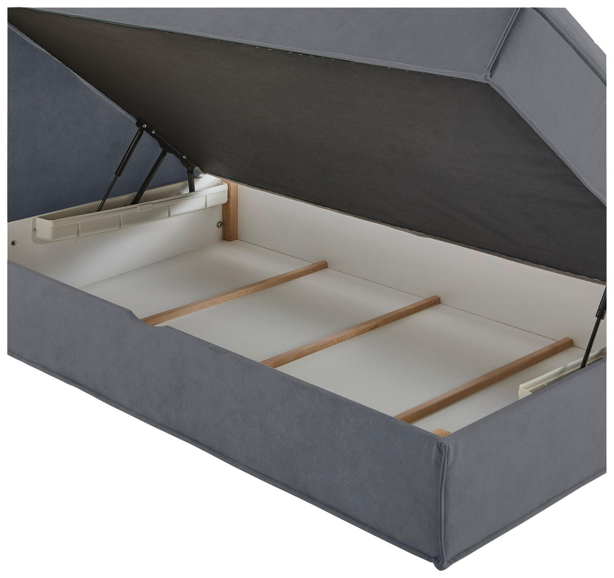 BOXBETT 180/200 cm,  in Anthrazit, Bettkasten, Topper, H3 + H3 = fest  - Anthrazit/Schwarz, Design, Kunststoff/Textil (180/200cm) - Chameo