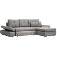 ECKSOFA Graubraun Webstoff  - Chromfarben/Graubraun, Design, Kunststoff/Textil (302/187cm) - Carryhome