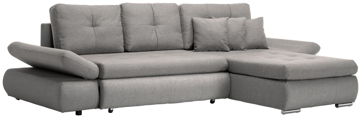 HÖRNSOFFA i vävt tyg gråbrun  - gråbrun/kromfärg, Design, textil/plast (302/187cm) - MID.YOU