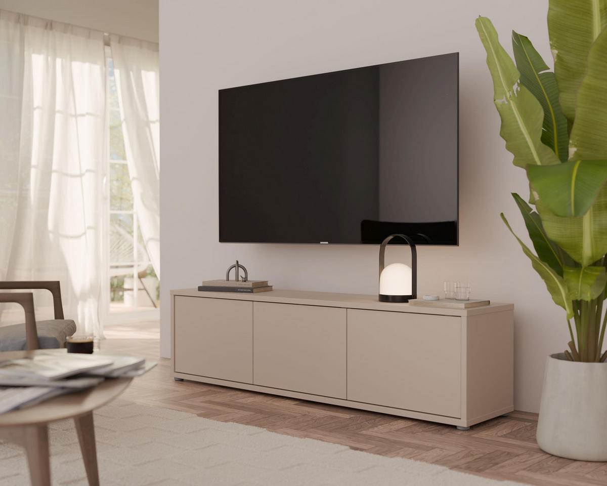 LOWBOARD  in 154,2/42,5/34,9 cm  - Sandfarben/Grau, MODERN, Holzwerkstoff/Metall (154,2/42,5/34,9cm) - Carryhome