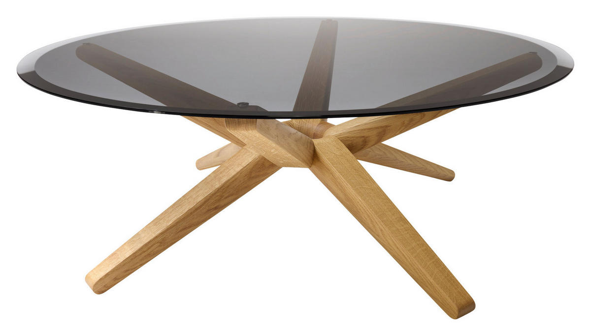 COUCHTISCH in Holz, Glas 105/105/39,5 cm  - Eichefarben, Design, Glas/Holz (105/105/39,5cm) - TEAM 7