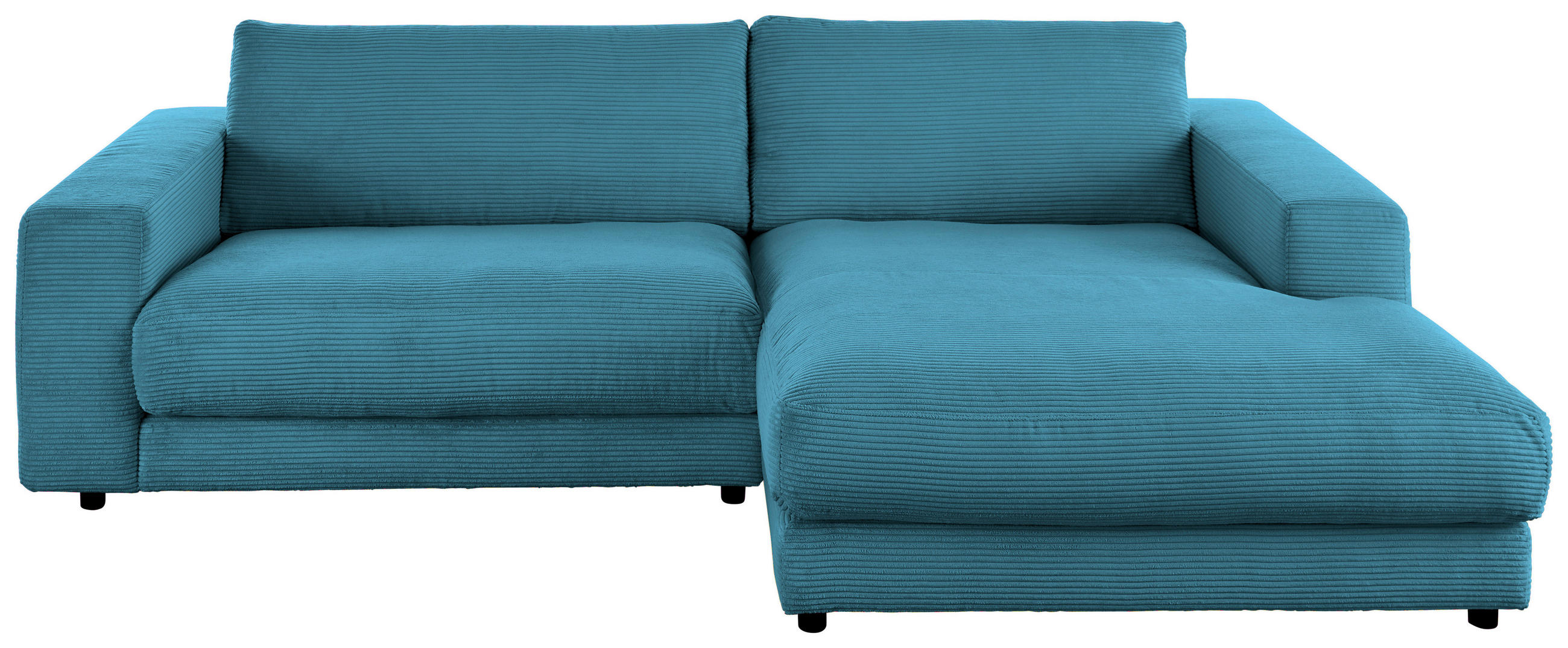 ECKSOFA in Cord Petrol  - Petrol/Schwarz, Design, Kunststoff/Textil (270/190cm) - Lomoco
