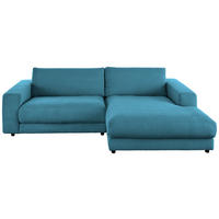 ECKSOFA in Cord Petrol  - Petrol/Schwarz, Design, Kunststoff/Textil (270/190cm) - Lomoco
