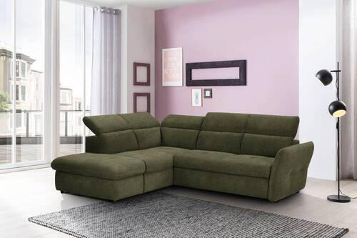 ECKSOFA in Mikrofaser Grün  224/254 cm  - Schwarz/Grün, Design, Kunststoff/Textil (224/254cm) - Stylife