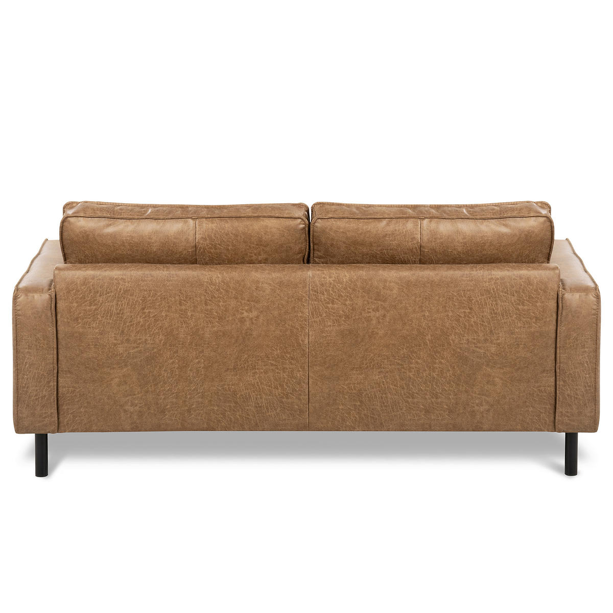 3-SITZER-SOFA Echtleder Lederlook Beige  - Beige/Schwarz, Design, Leder/Textil (188/85/92cm) - Livetastic